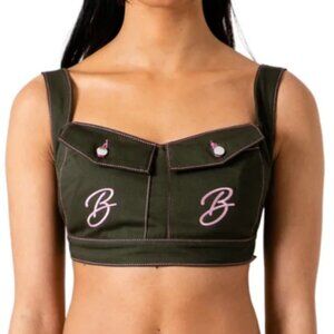 Bye Bambi "Riley" women’s green khaki canvas crop top